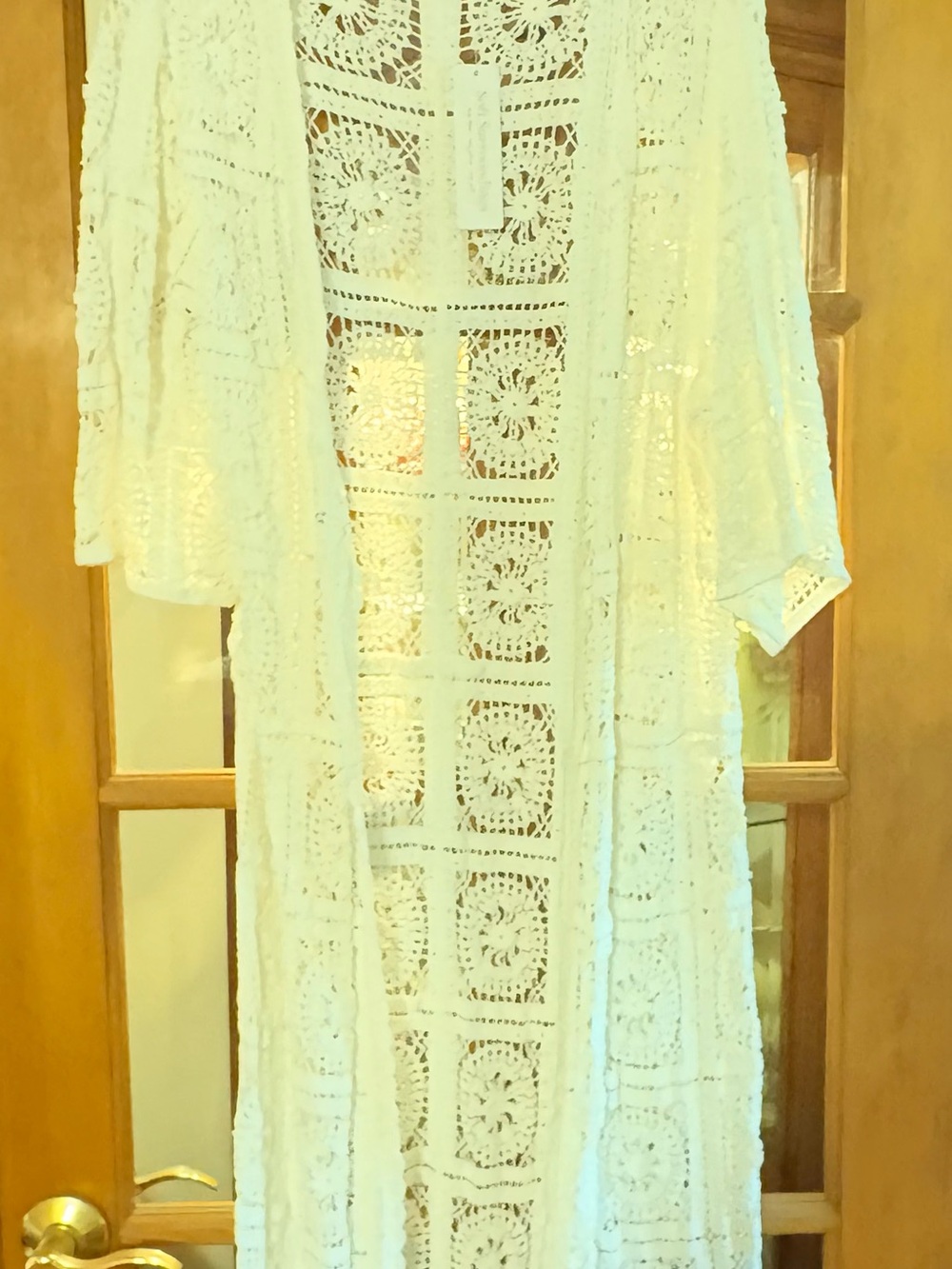 NWT Soft Surroundings Nella White Crochet Cardigan Jacket Shawl Cover up L/XL